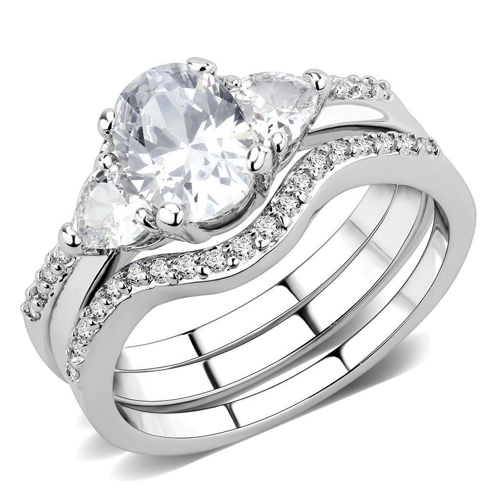 3W1594 - Rhodium Brass Ring with AAA Grade CZ  in Clear-0