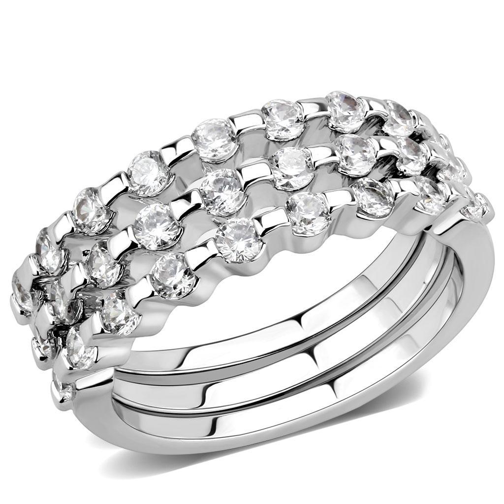 3W1595 - Rhodium Brass Ring with AAA Grade CZ  in Clear-0