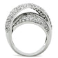 3W160 - Rhodium Brass Ring with AAA Grade CZ  in Clear-2