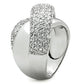 3W160 - Rhodium Brass Ring with AAA Grade CZ  in Clear-3
