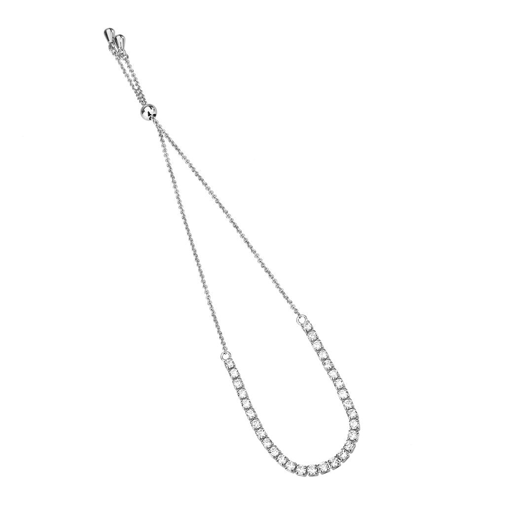 3W1640 - Rhodium Brass Bracelet with AAA Grade CZ in Clear-2