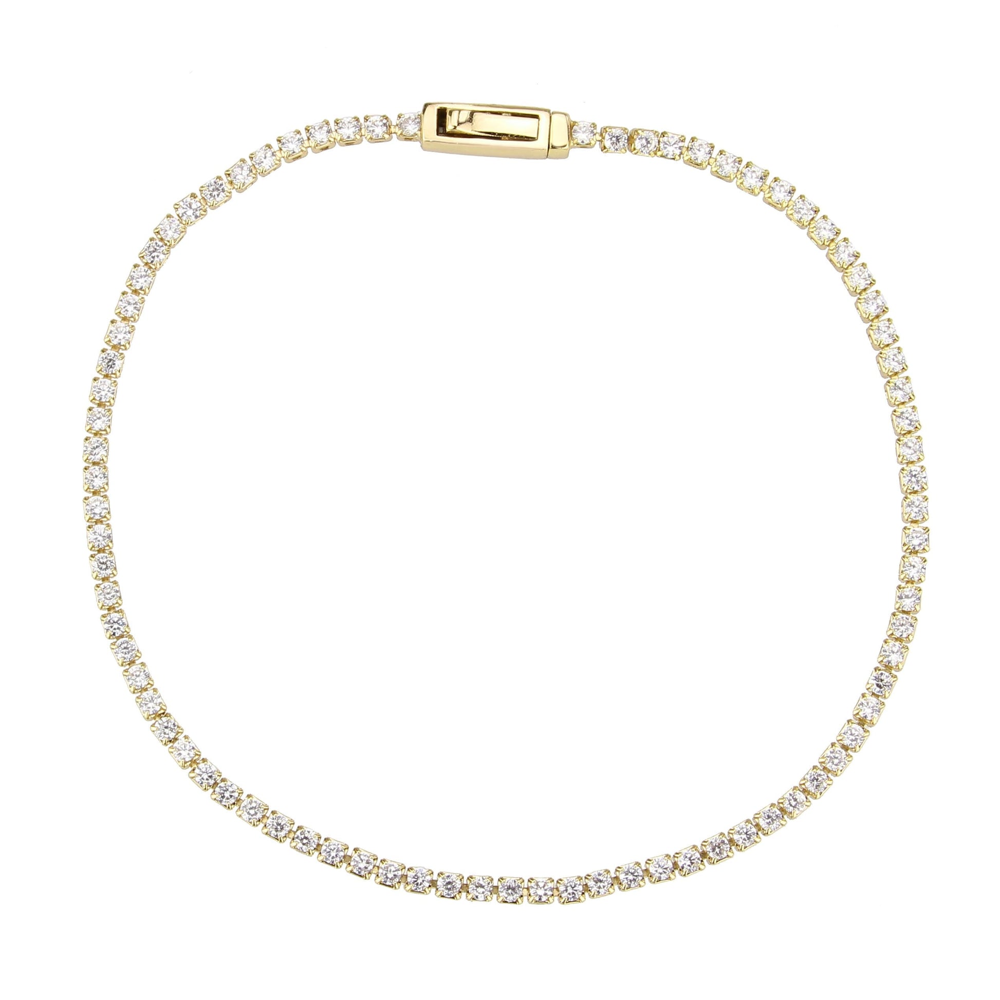 3W1680 - Gold Brass Bracelet with AAA Grade CZ in Clear-2