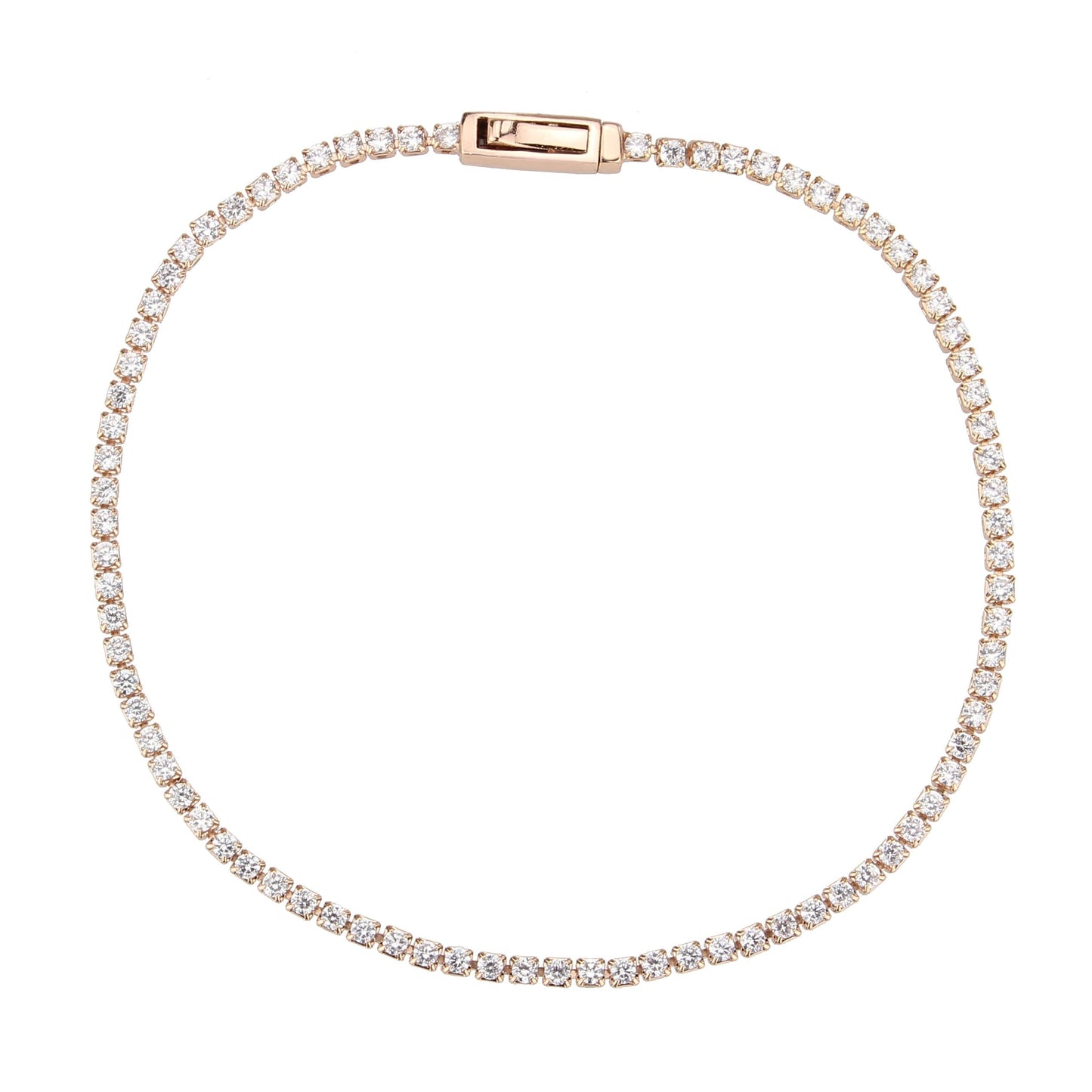 3W1681 - Rose Gold Brass Bracelet with AAA Grade CZ in Clear-2