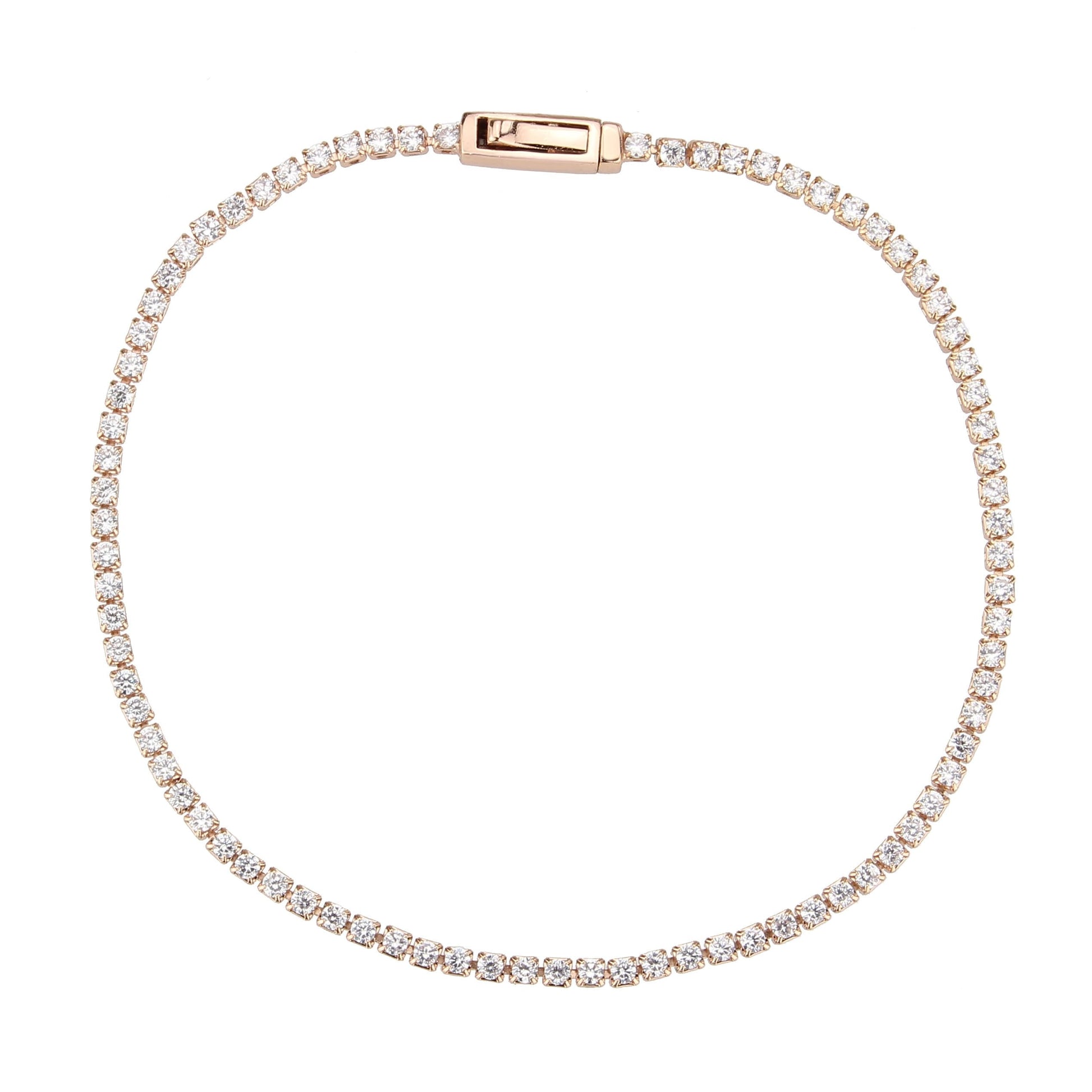 3W1681 - Rose Gold Brass Bracelet with AAA Grade CZ in Clear-2