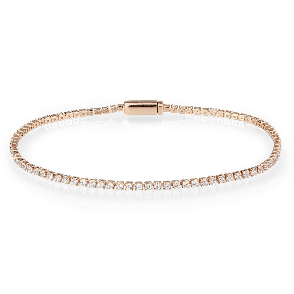3W1681 - Rose Gold Brass Bracelet with AAA Grade CZ in Clear-0