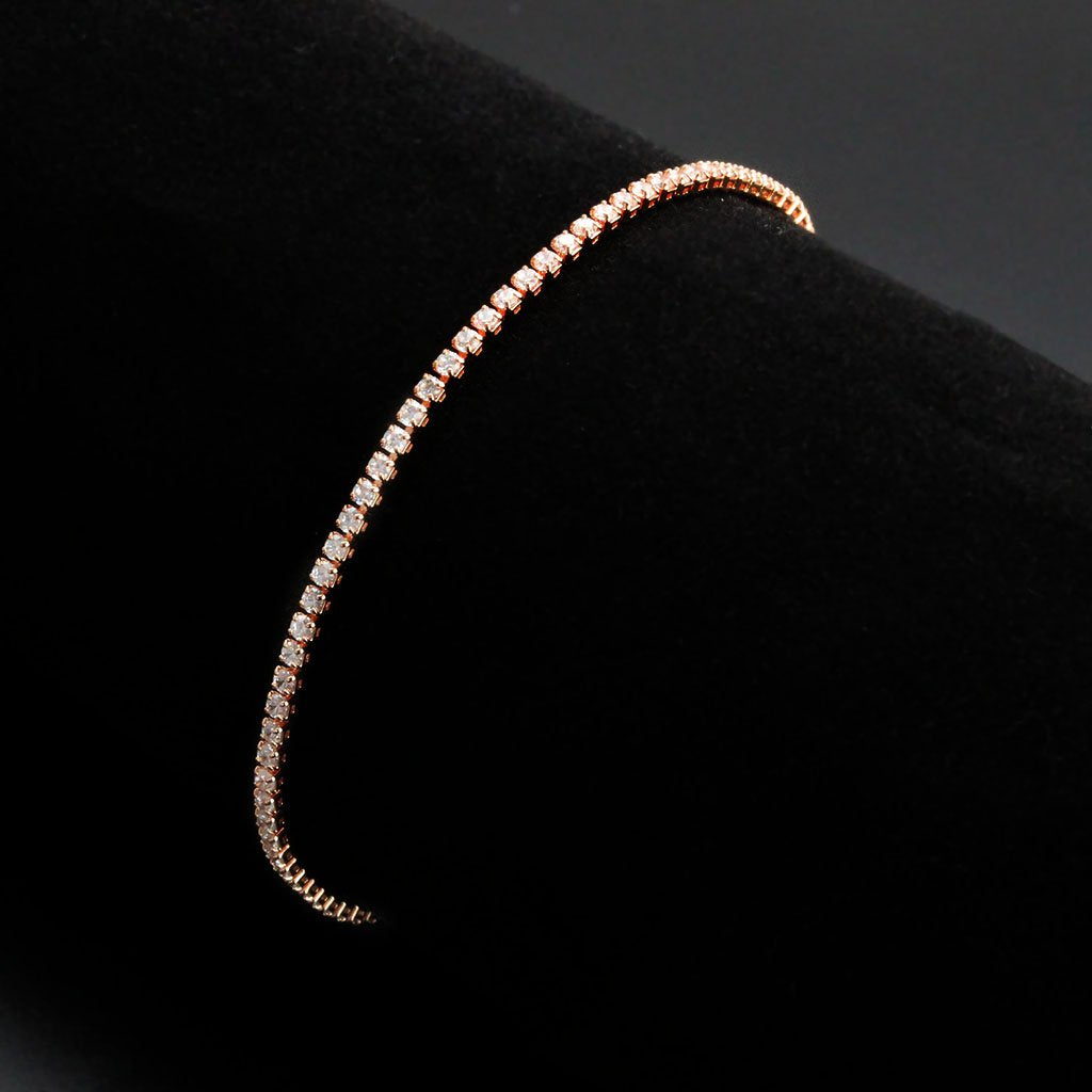 3W1684 - Rose Gold Brass Bracelet with AAA Grade CZ in Clear-1