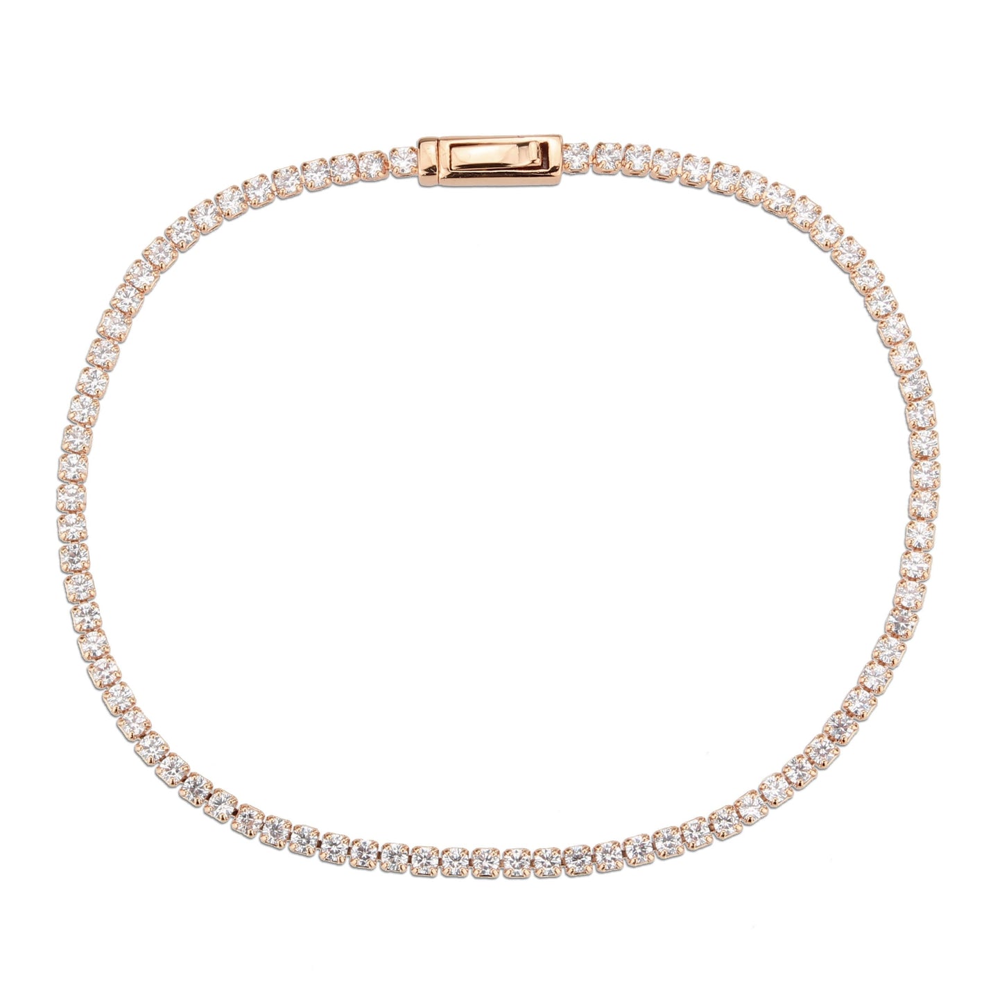 3W1684 - Rose Gold Brass Bracelet with AAA Grade CZ in Clear-2