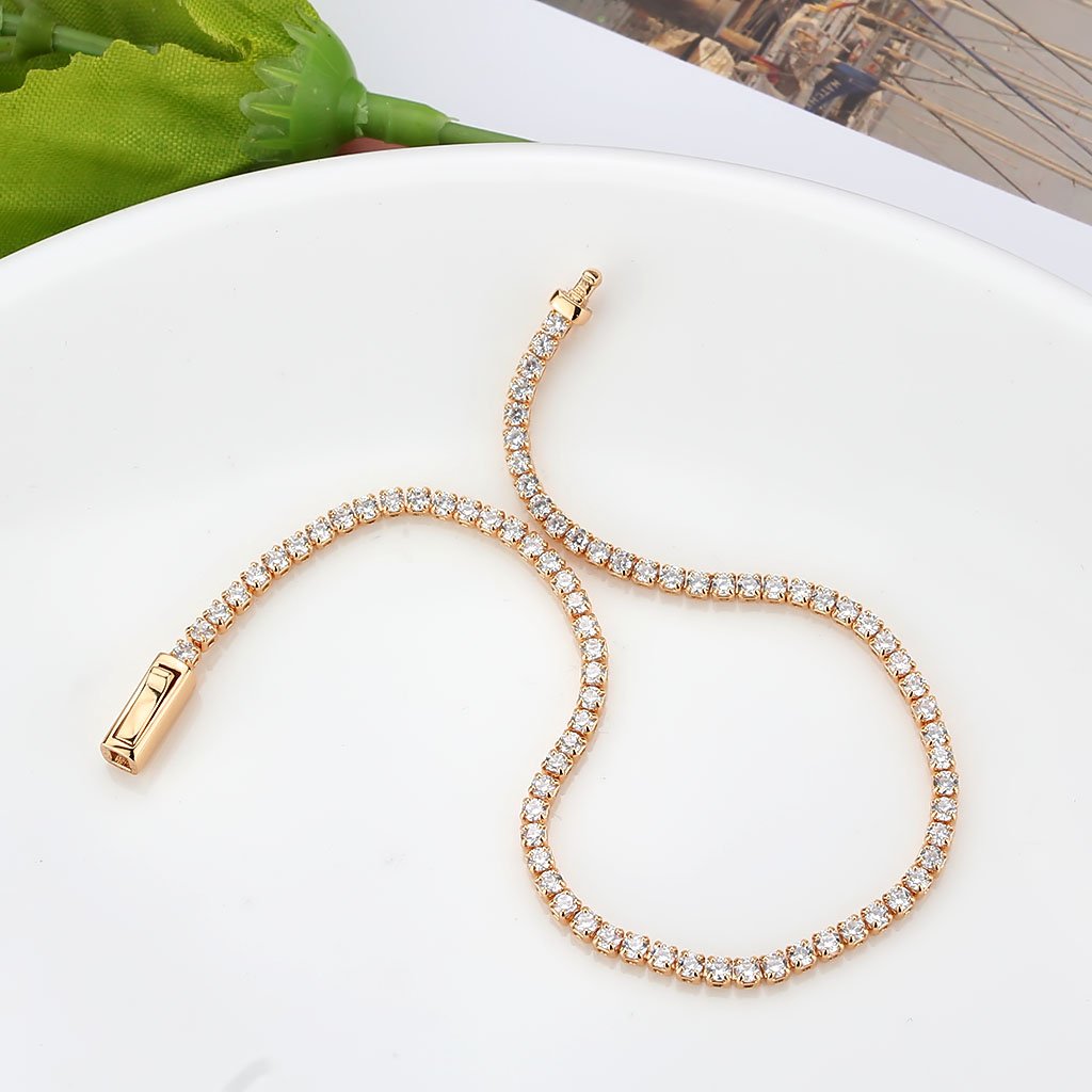 3W1684 - Rose Gold Brass Bracelet with AAA Grade CZ in Clear-4