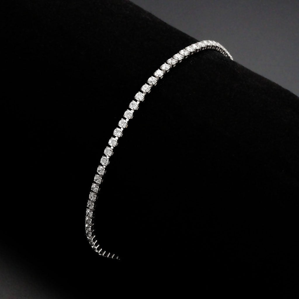 3W1685 - Rhodium Brass Bracelet with AAA Grade CZ in Clear-1