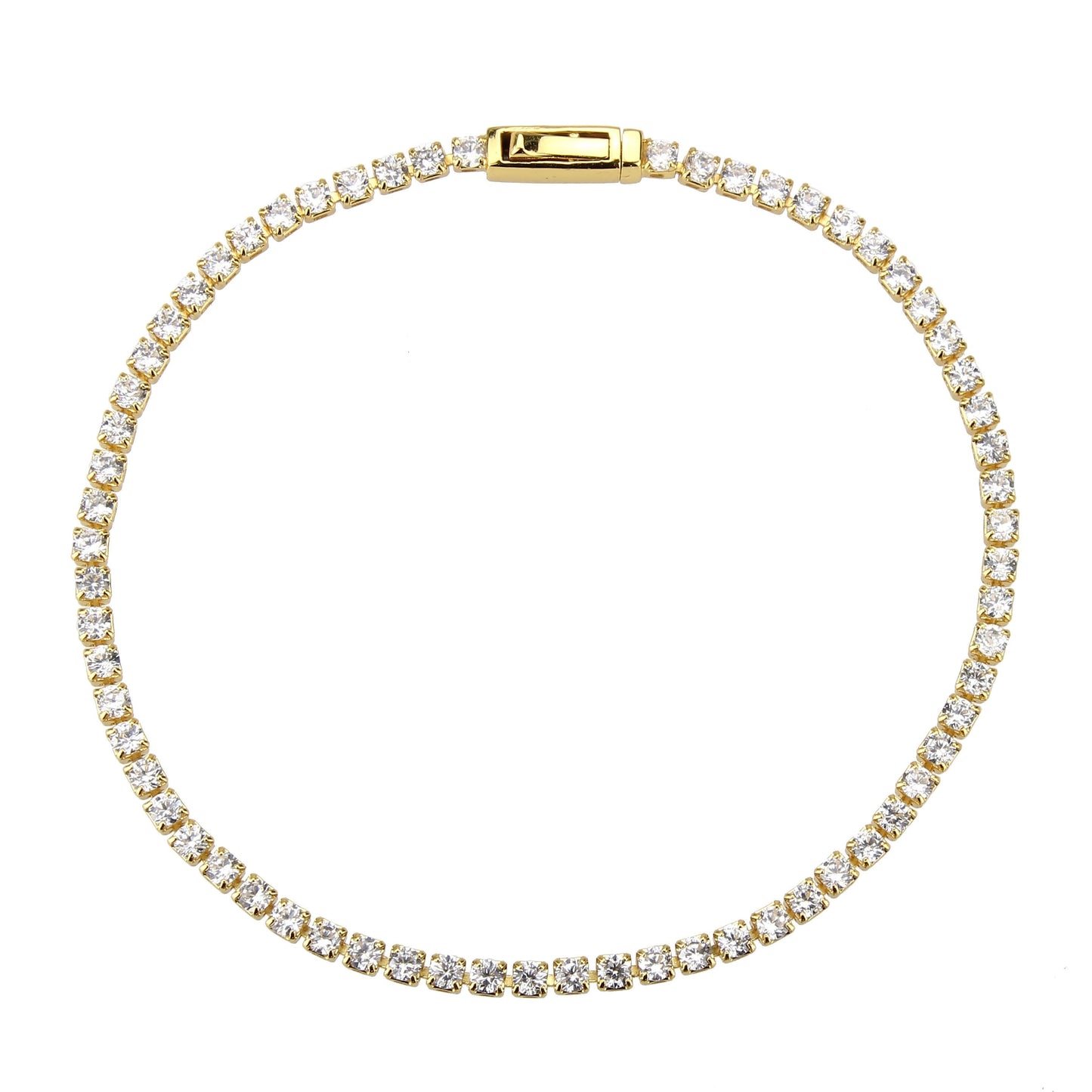 3W1686 - Gold Brass Bracelet with AAA Grade CZ in Clear-2