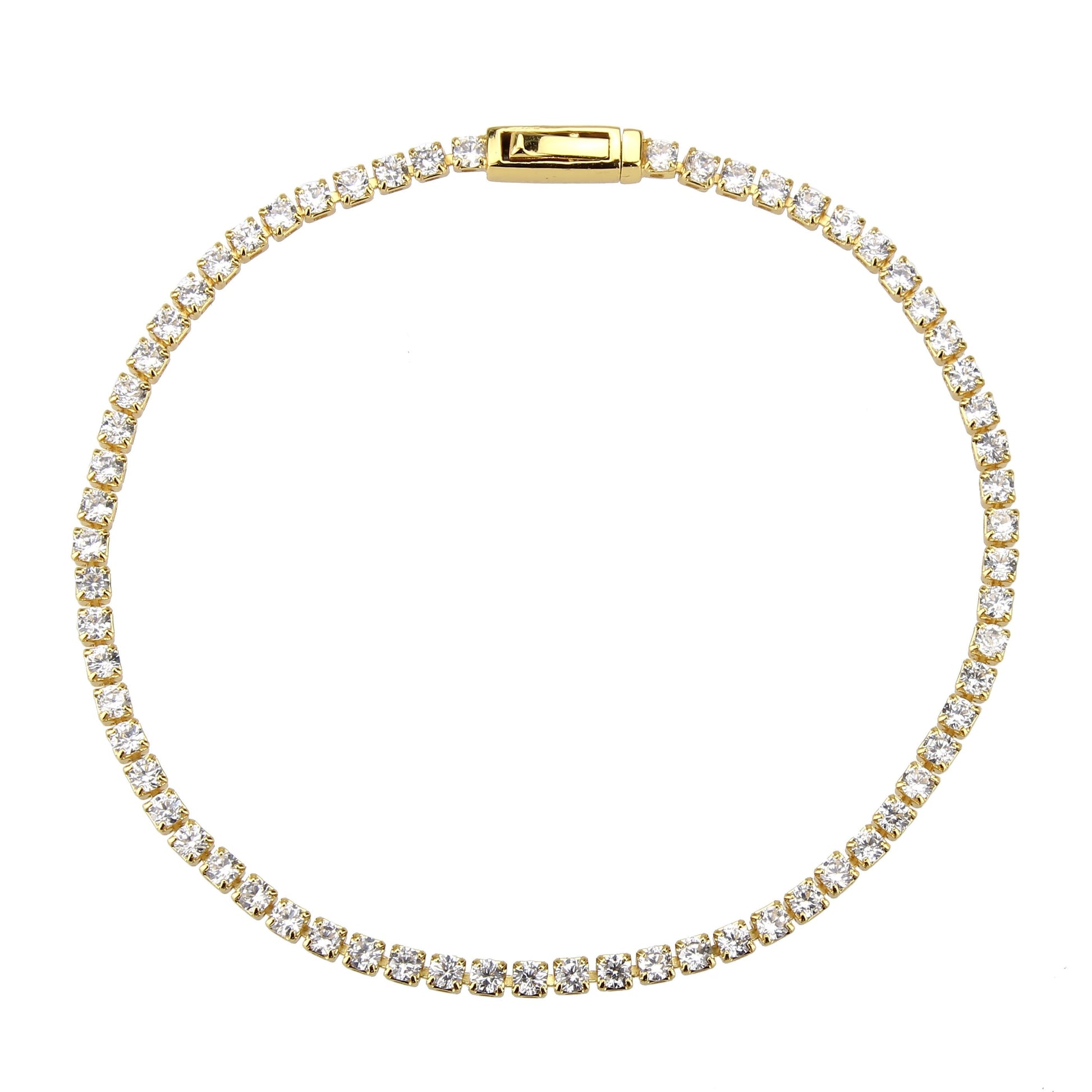 3W1686 - Gold Brass Bracelet with AAA Grade CZ in Clear-2