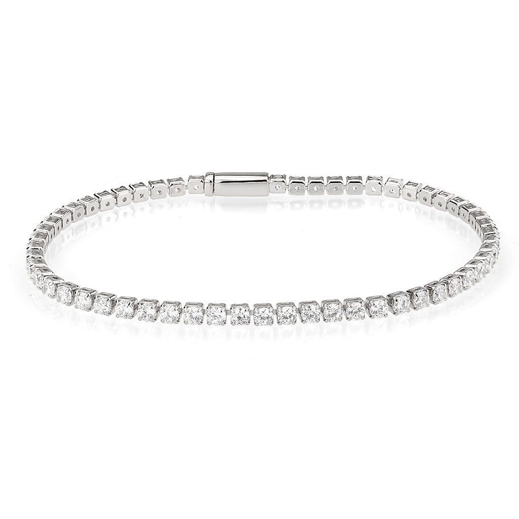 3W1688 - Rhodium Brass Bracelet with AAA Grade CZ in Clear-0