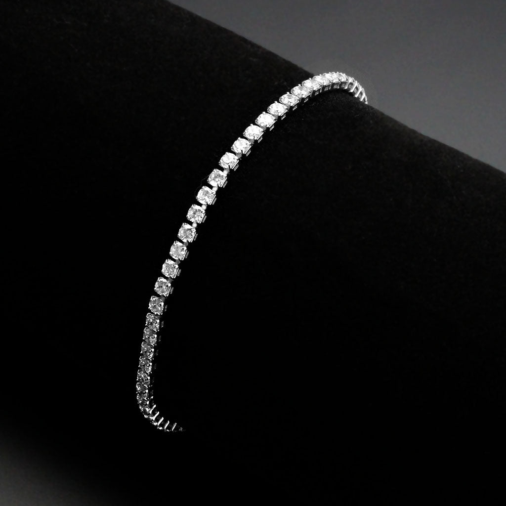 3W1688 - Rhodium Brass Bracelet with AAA Grade CZ in Clear-1