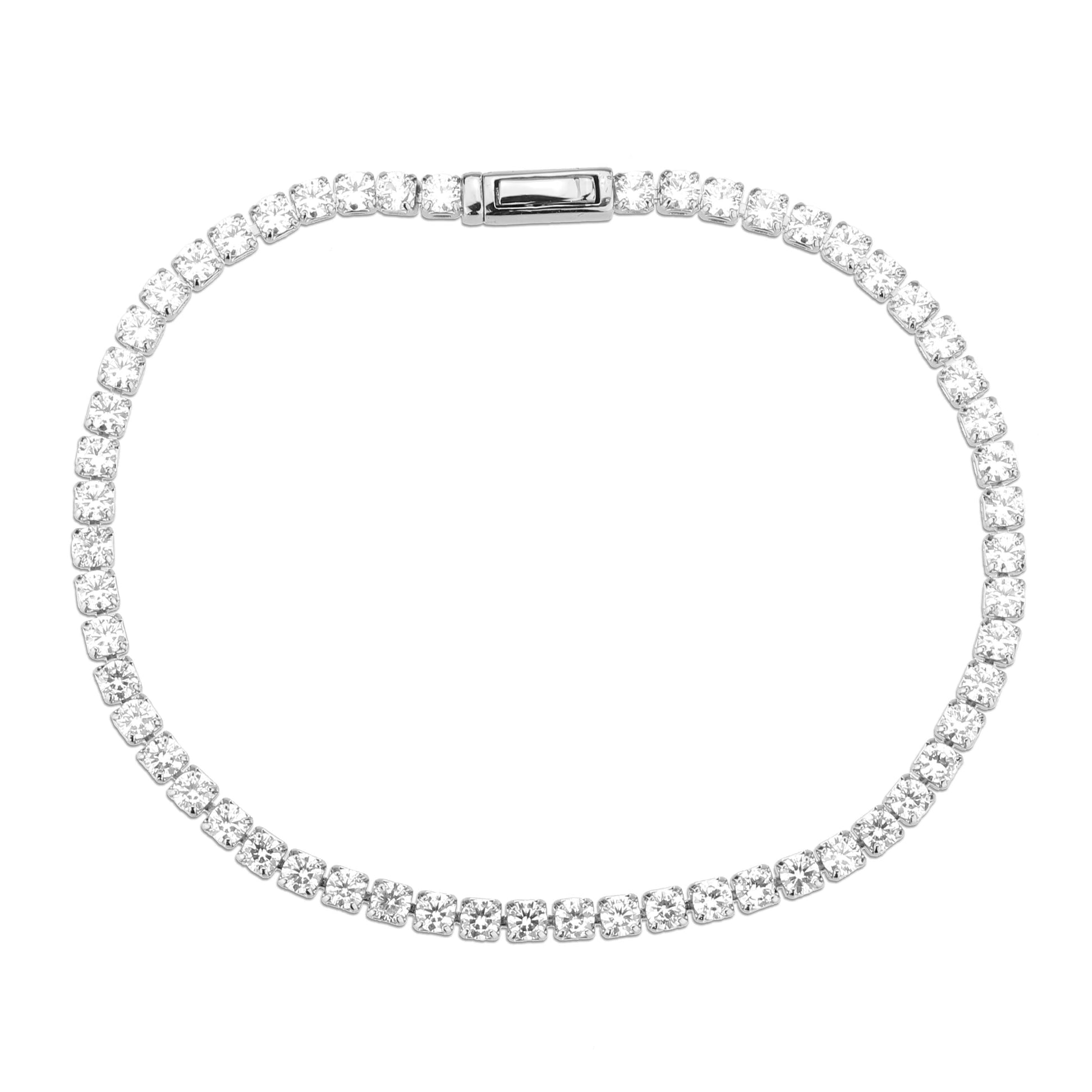 3W1688 - Rhodium Brass Bracelet with AAA Grade CZ in Clear-2