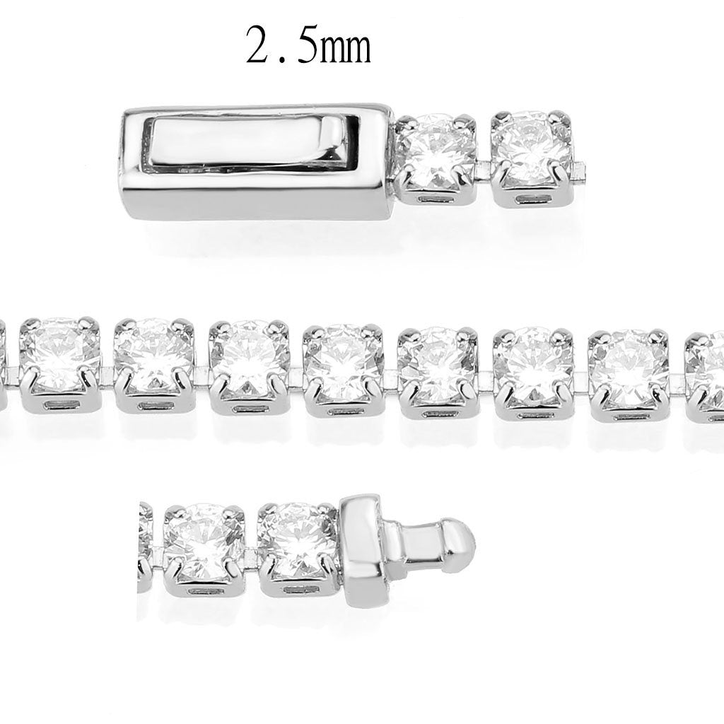 3W1688 - Rhodium Brass Bracelet with AAA Grade CZ in Clear-3