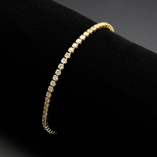 3W1689 - Gold Brass Bracelet with AAA Grade CZ in Clear-1