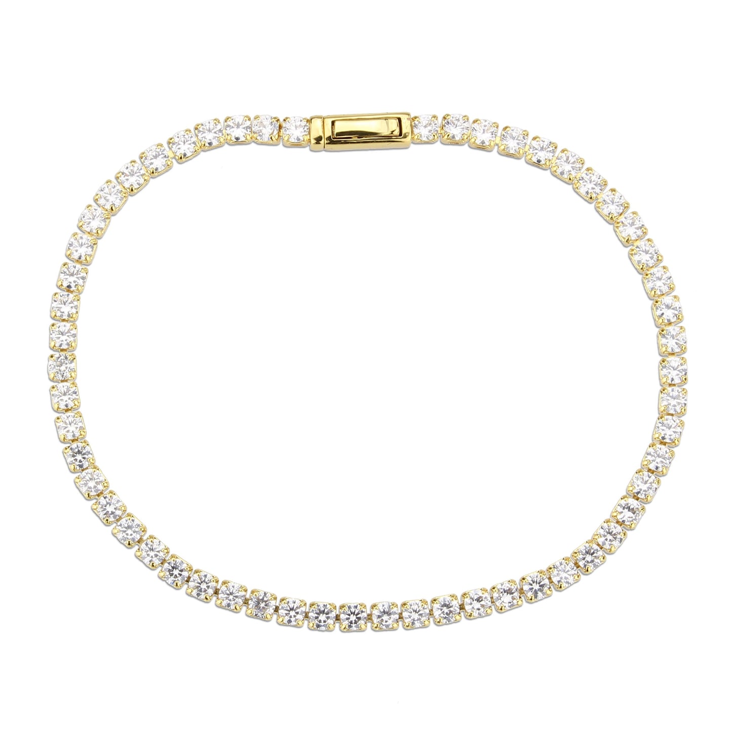 3W1689 - Gold Brass Bracelet with AAA Grade CZ in Clear-2