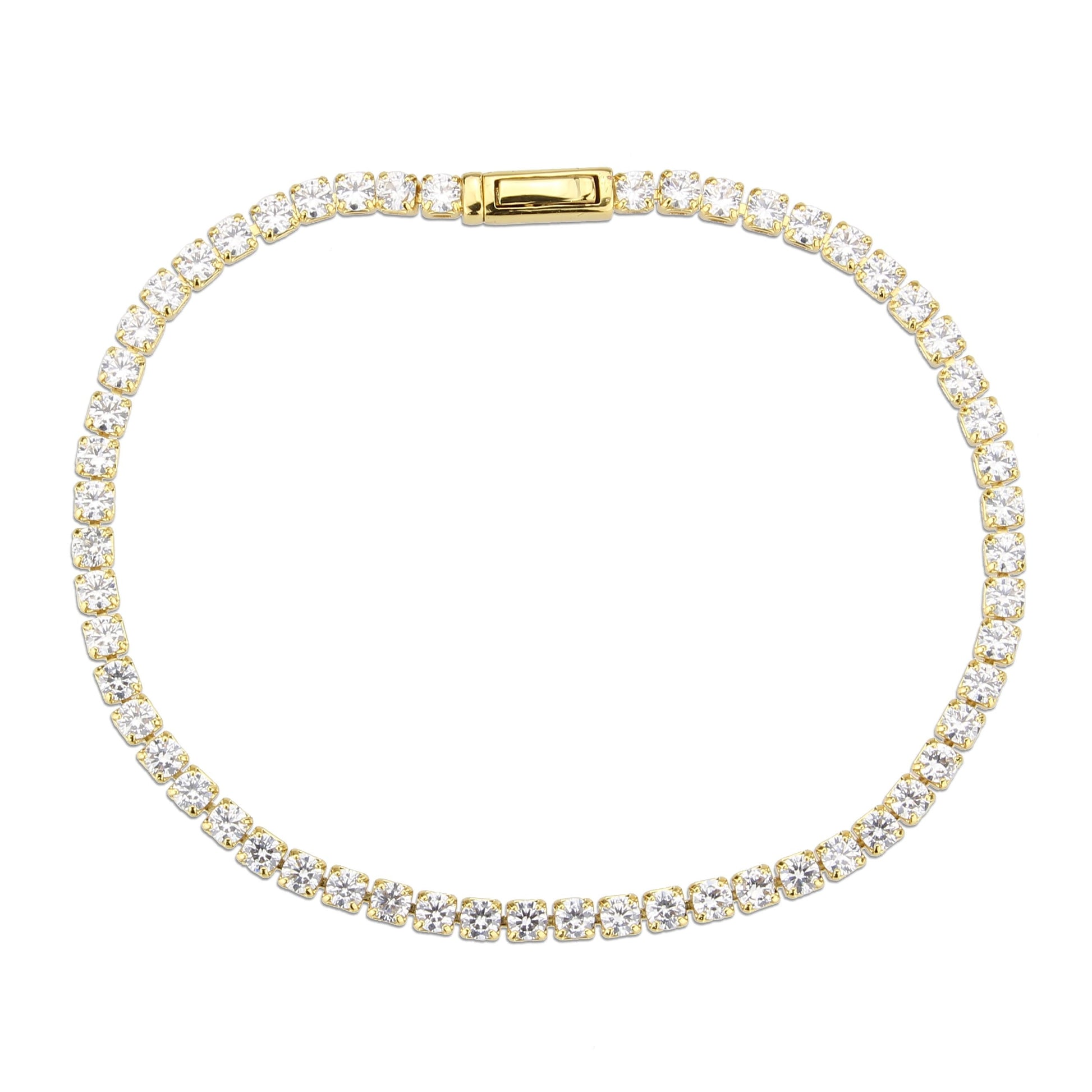 3W1689 - Gold Brass Bracelet with AAA Grade CZ in Clear-2