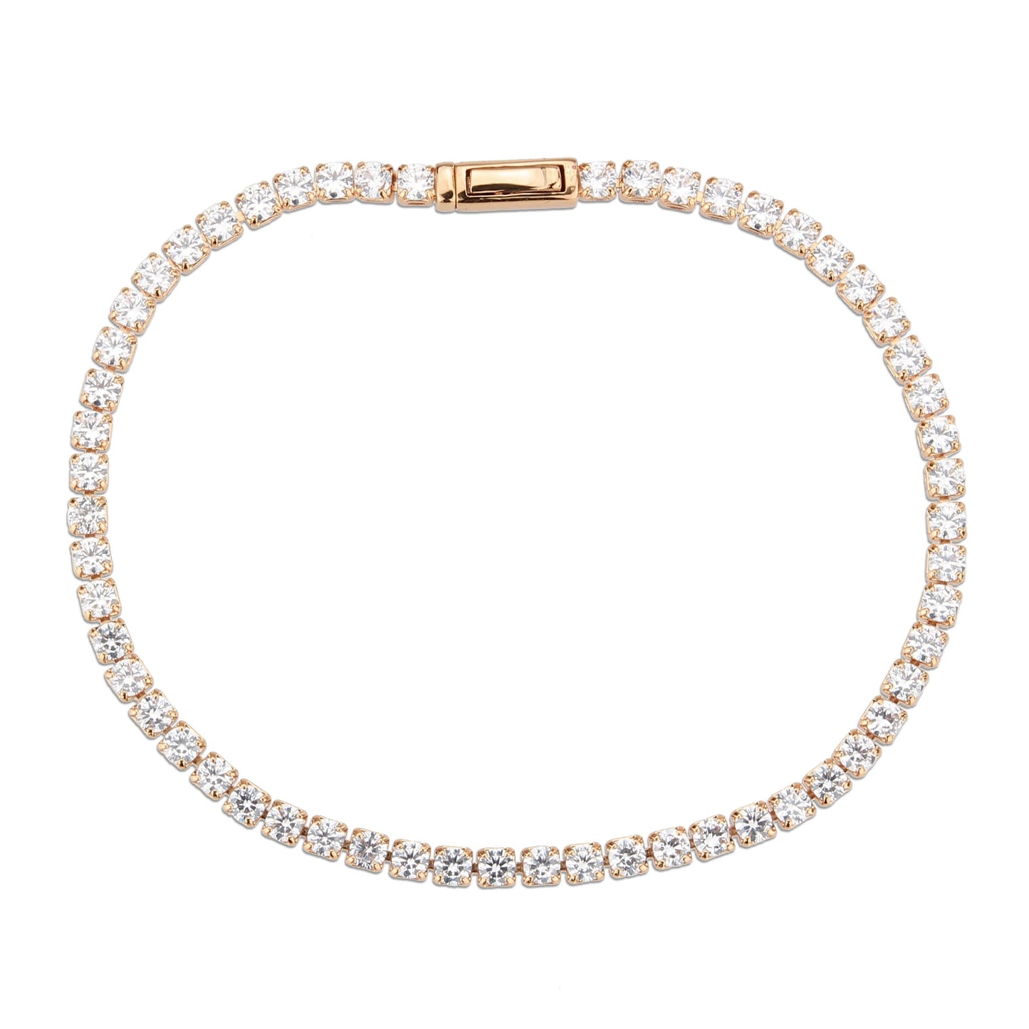 3W1690 - Rose Gold Brass Bracelet with AAA Grade CZ in Clear-2