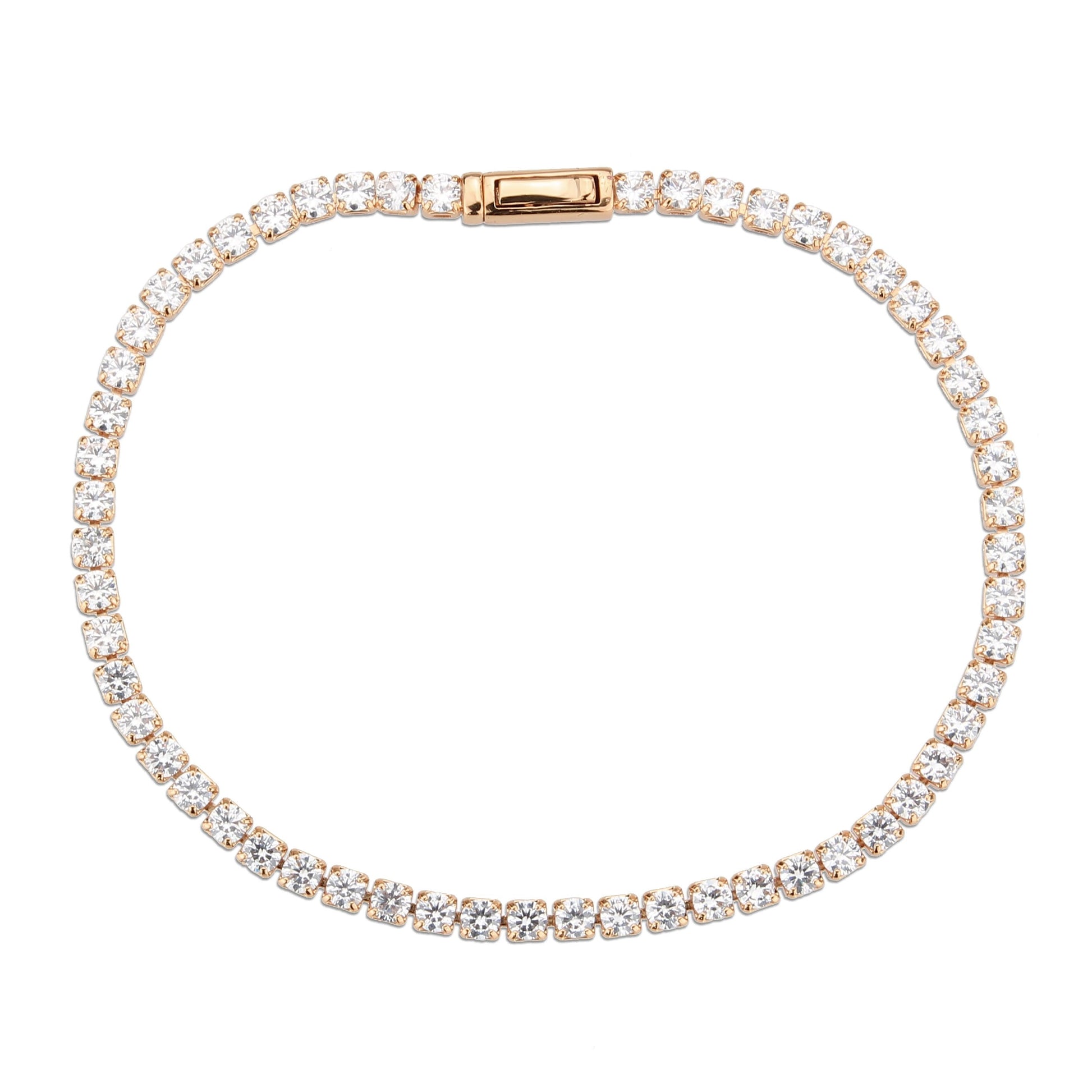 3W1690 - Rose Gold Brass Bracelet with AAA Grade CZ in Clear-2