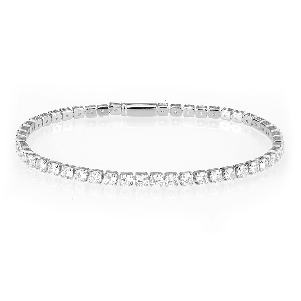 3W1691 - Rhodium Brass Bracelet with AAA Grade CZ in Clear-0