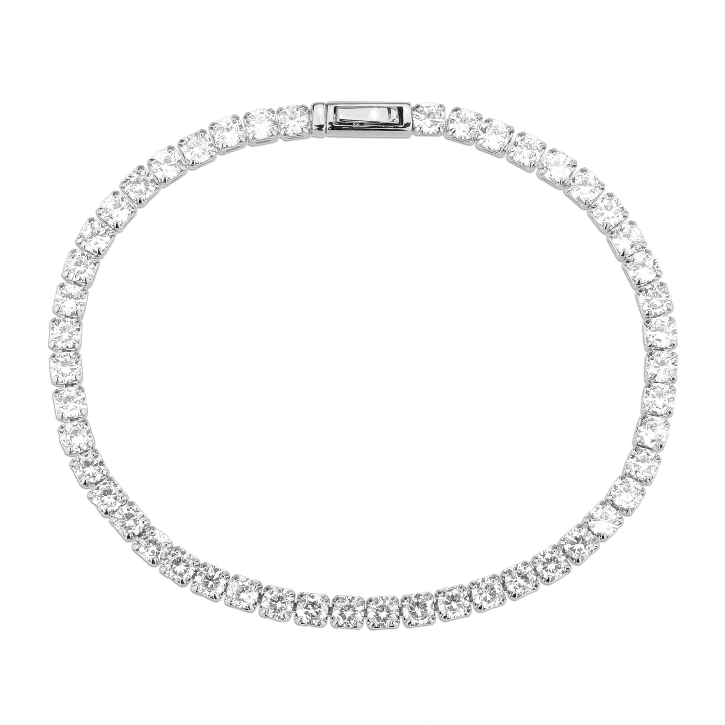 3W1691 - Rhodium Brass Bracelet with AAA Grade CZ in Clear-2