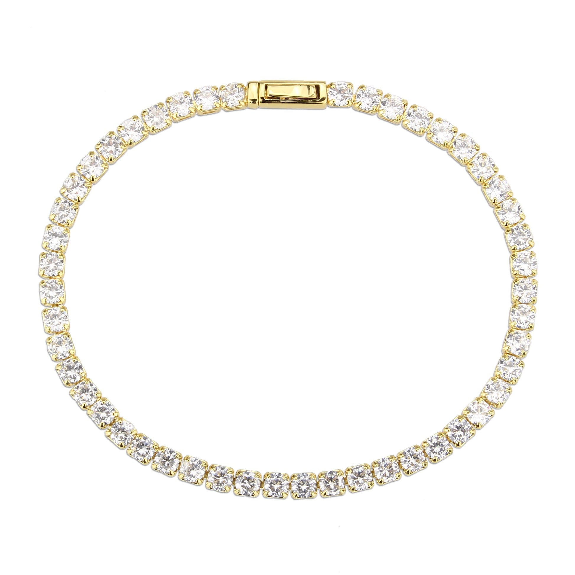 3W1692 - Gold Brass Bracelet with AAA Grade CZ in Clear-2
