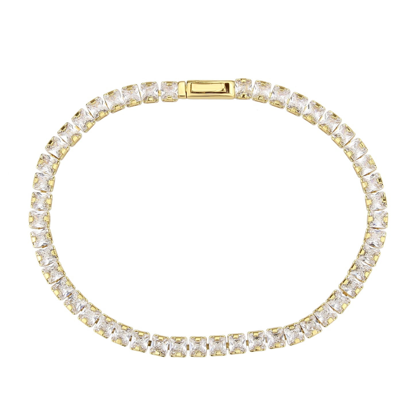3W1695 - Gold Brass Bracelet with AAA Grade CZ in Clear-2
