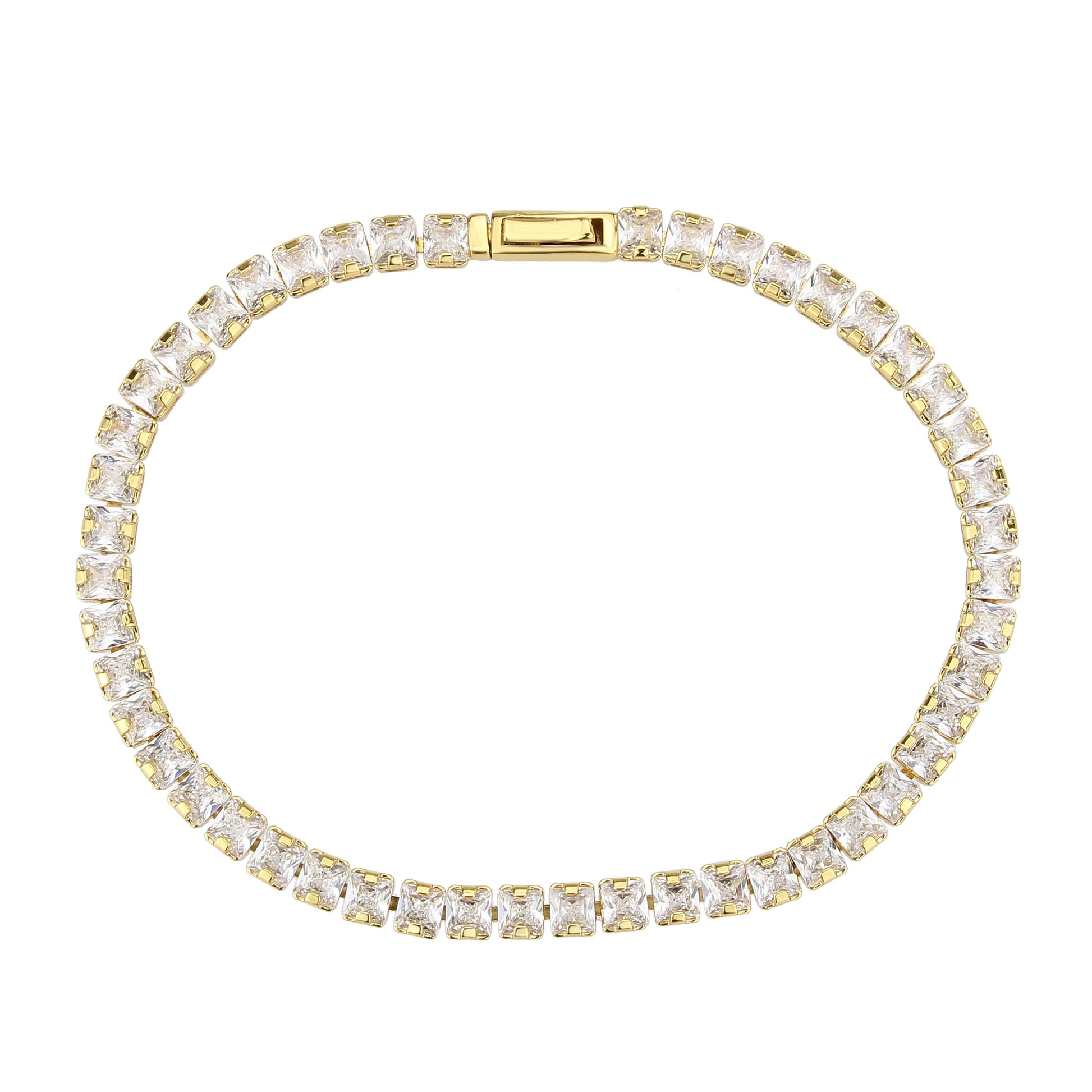 3W1695 - Gold Brass Bracelet with AAA Grade CZ in Clear-2