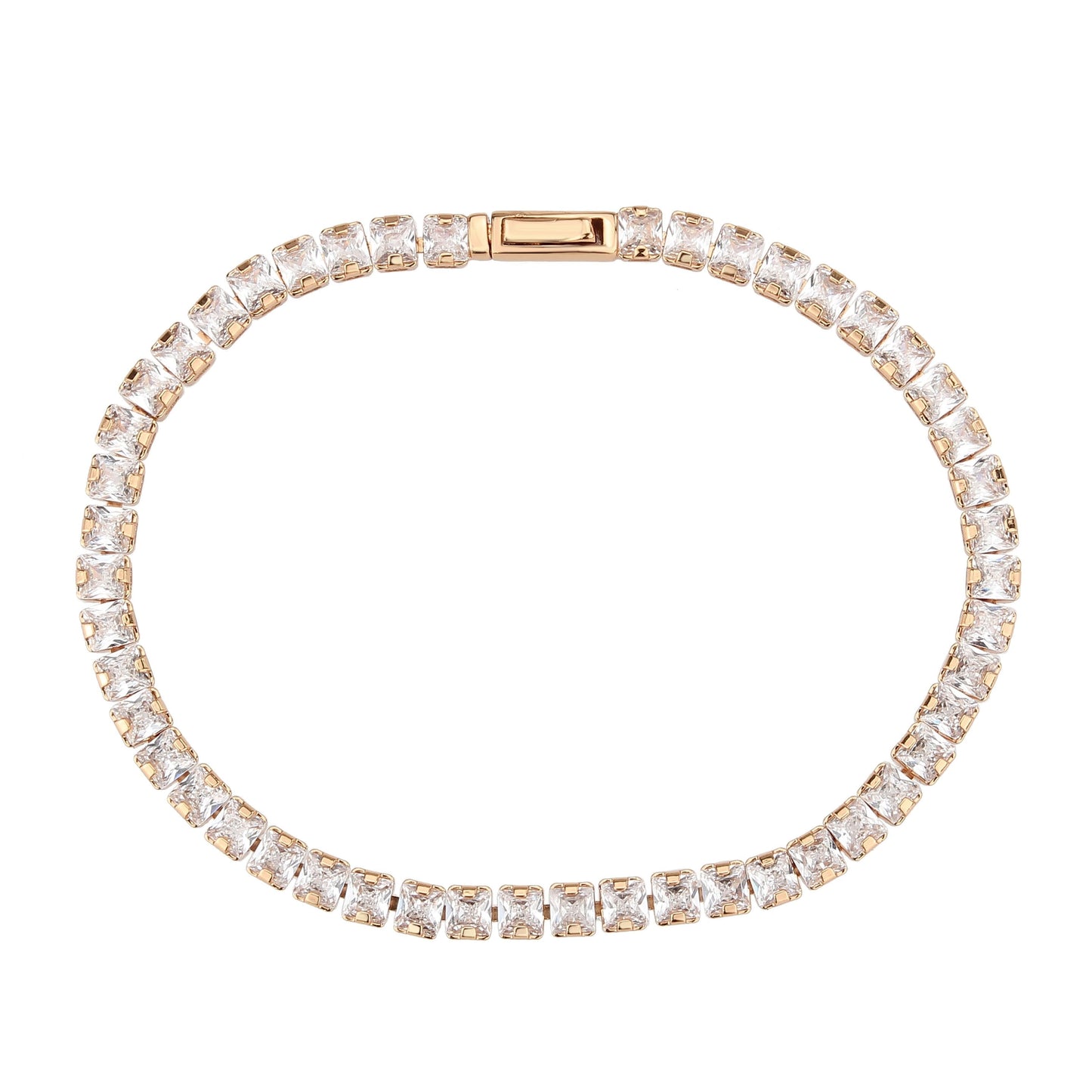 3W1696 - Rose Gold Brass Bracelet with AAA Grade CZ in Clear-2