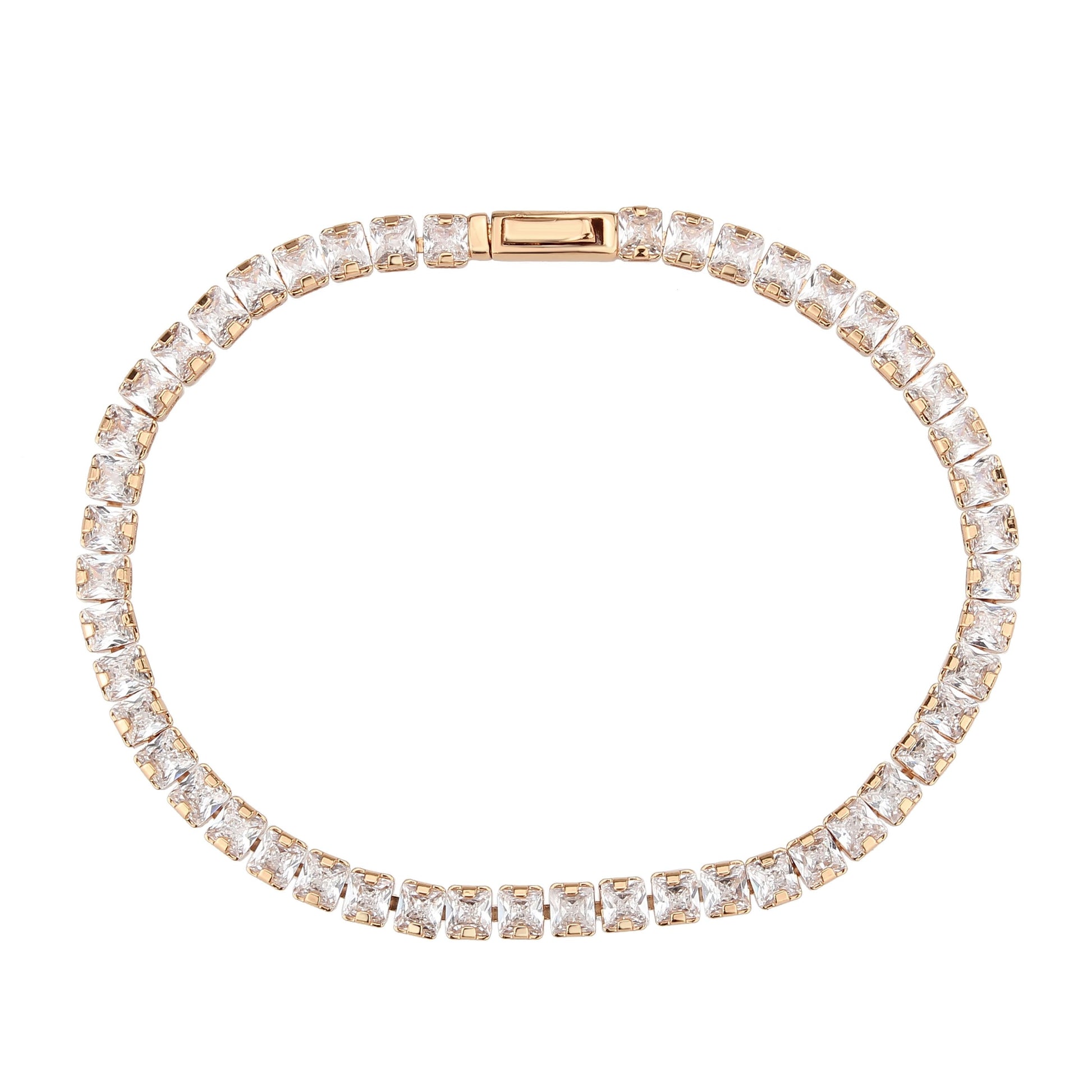 3W1696 - Rose Gold Brass Bracelet with AAA Grade CZ in Clear-2