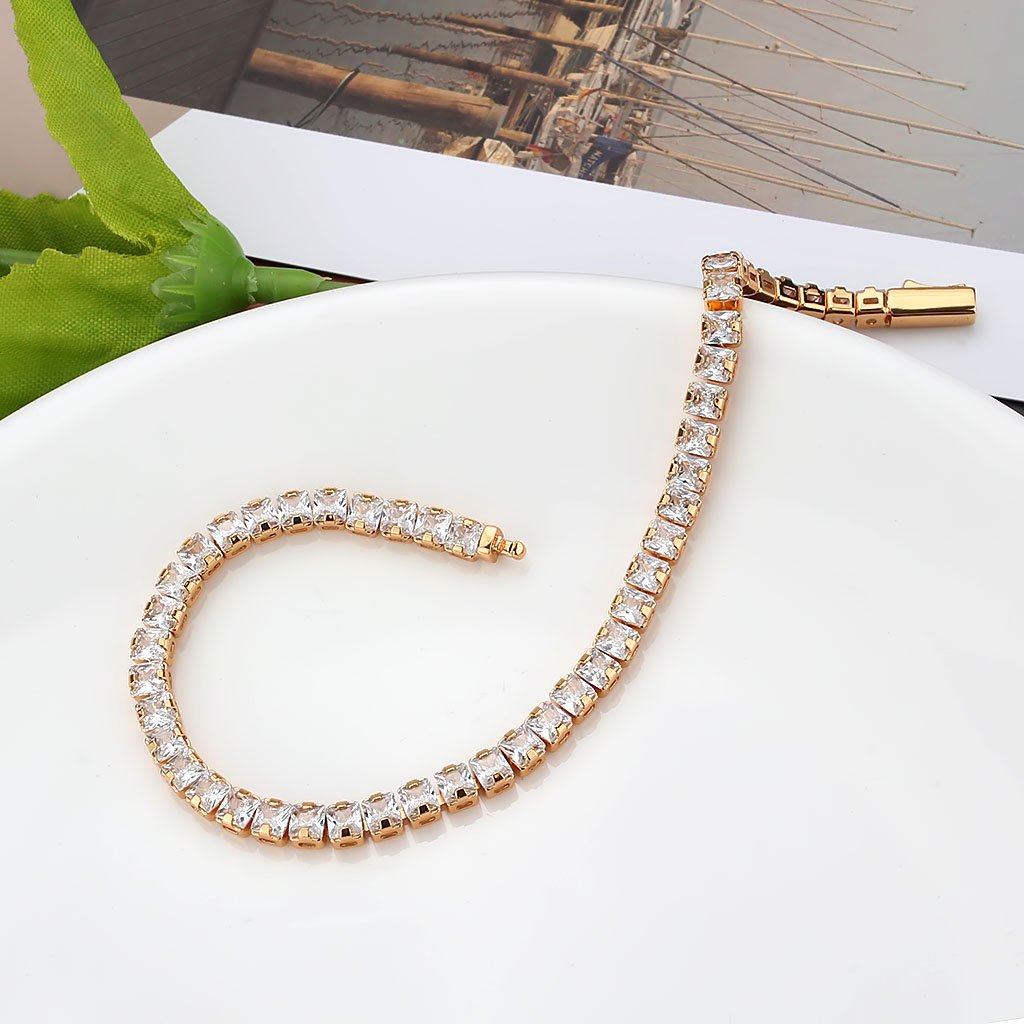 3W1696 - Rose Gold Brass Bracelet with AAA Grade CZ in Clear-4
