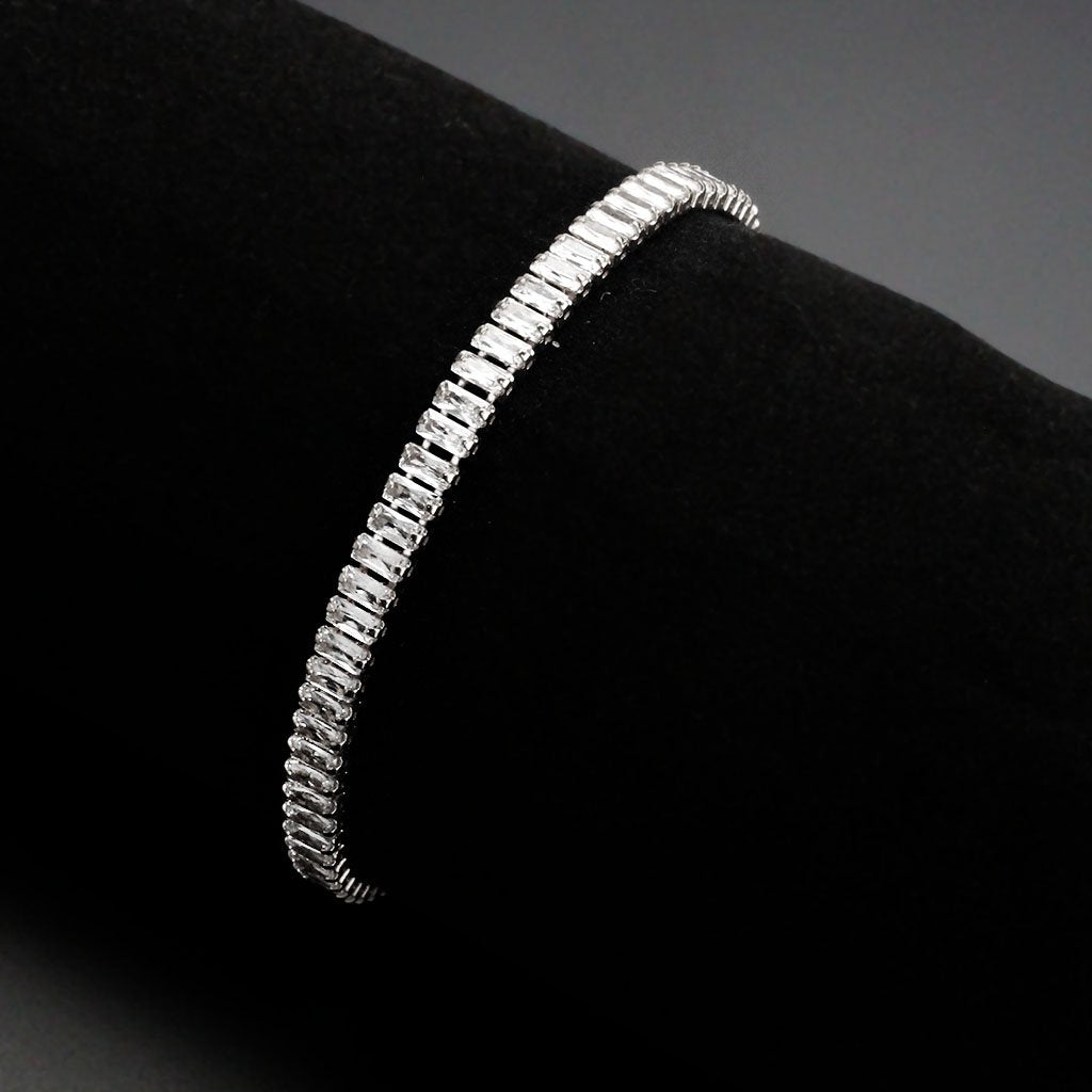 3W1700 - Rhodium Brass Bracelet with AAA Grade CZ in Clear-1