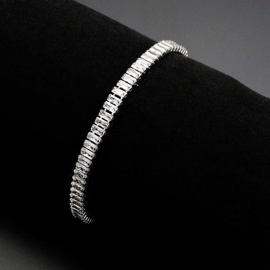 3W1700 - Rhodium Brass Bracelet with AAA Grade CZ in Clear-1