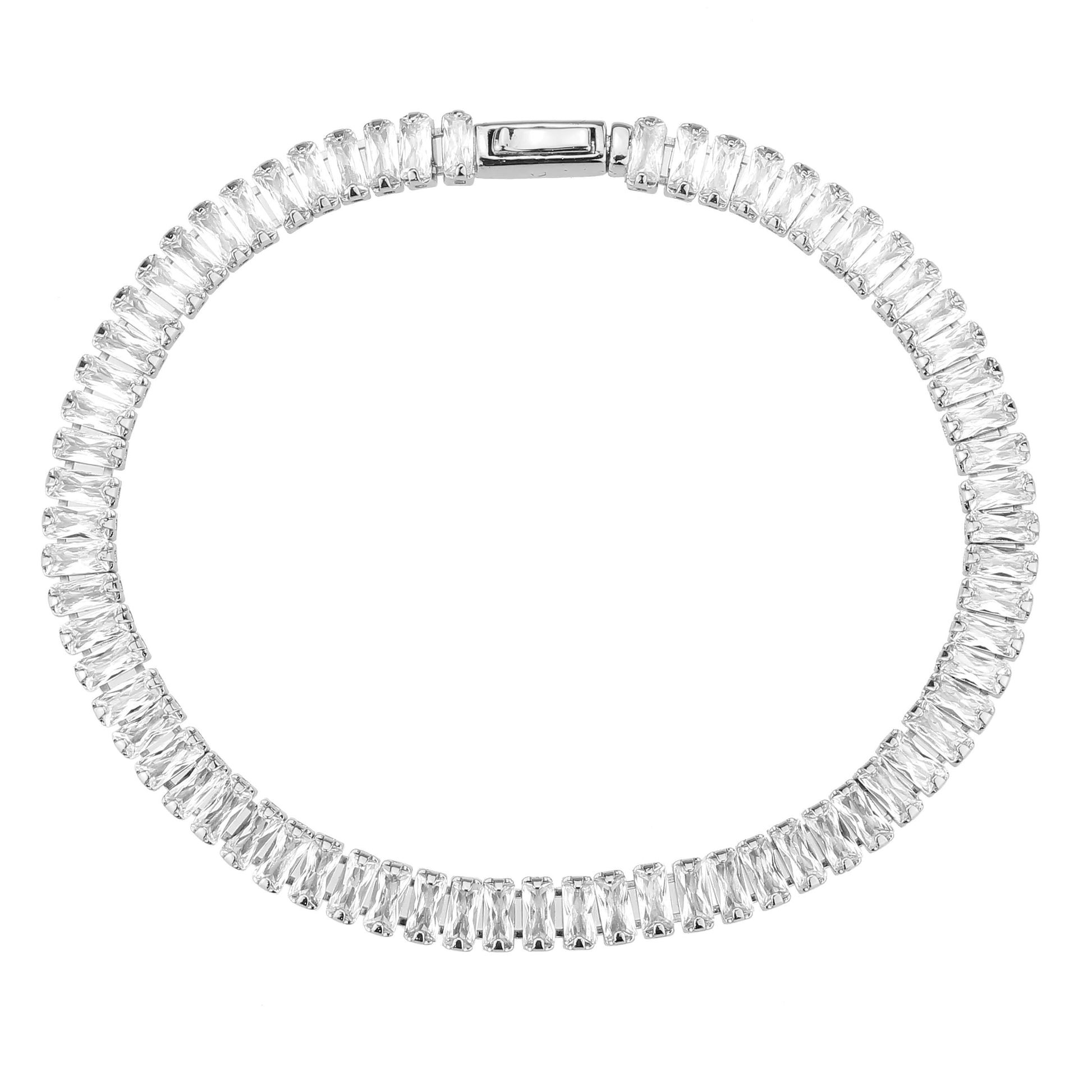 3W1700 - Rhodium Brass Bracelet with AAA Grade CZ in Clear-2
