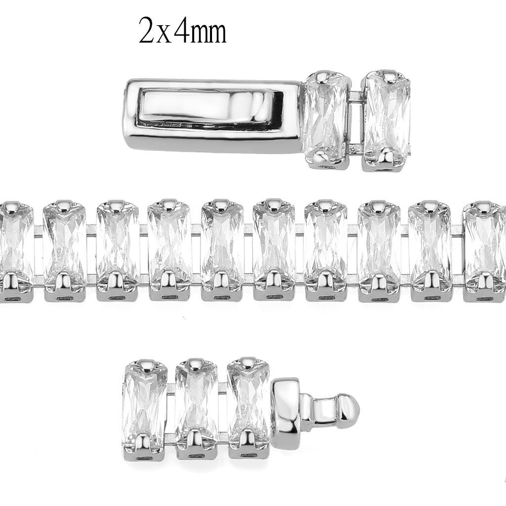 3W1700 - Rhodium Brass Bracelet with AAA Grade CZ in Clear-3