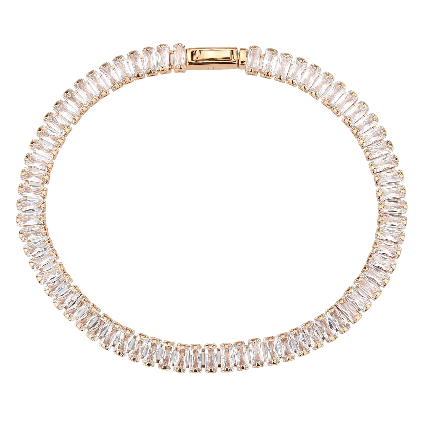 3W1702 - Rose Gold Brass Bracelet with AAA Grade CZ in Clear-2