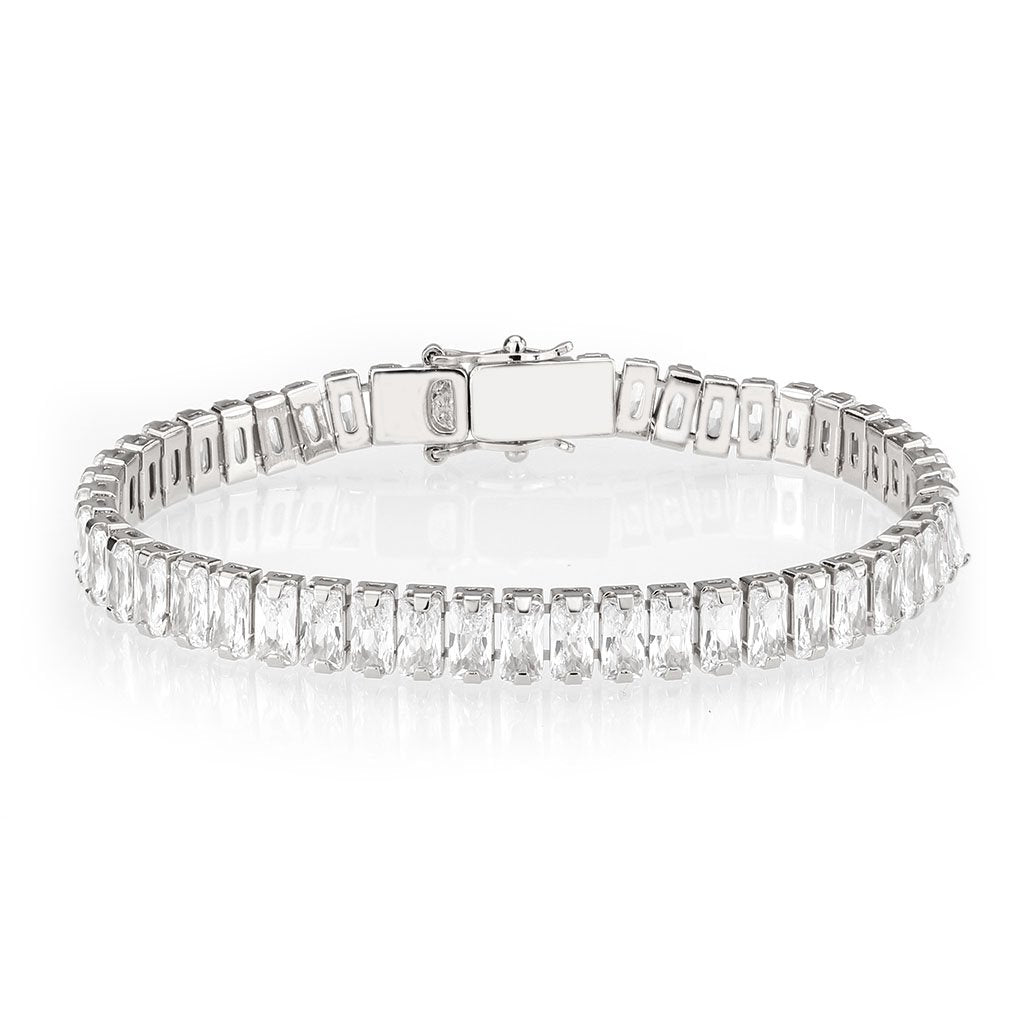 3W1703 - Rhodium Brass Bracelet with AAA Grade CZ in Clear-0