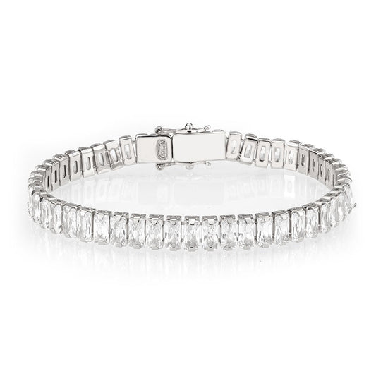 3W1703 - Rhodium Brass Bracelet with AAA Grade CZ in Clear-0