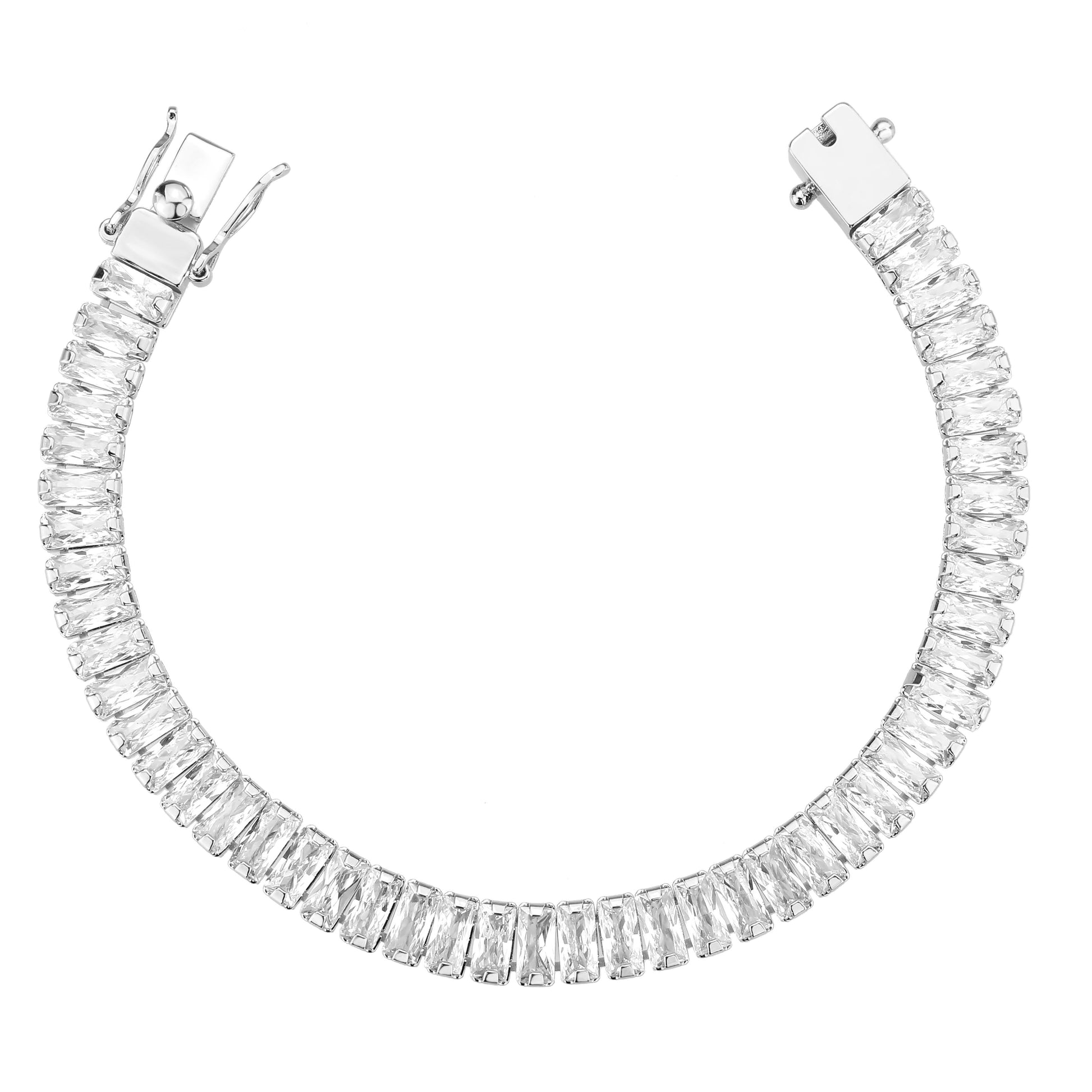 3W1703 - Rhodium Brass Bracelet with AAA Grade CZ in Clear-2