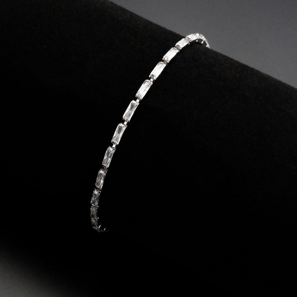 3W1706 - Rhodium Brass Bracelet with AAA Grade CZ in Clear-1