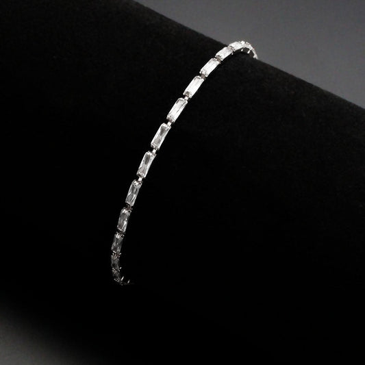 3W1706 - Rhodium Brass Bracelet with AAA Grade CZ in Clear-1