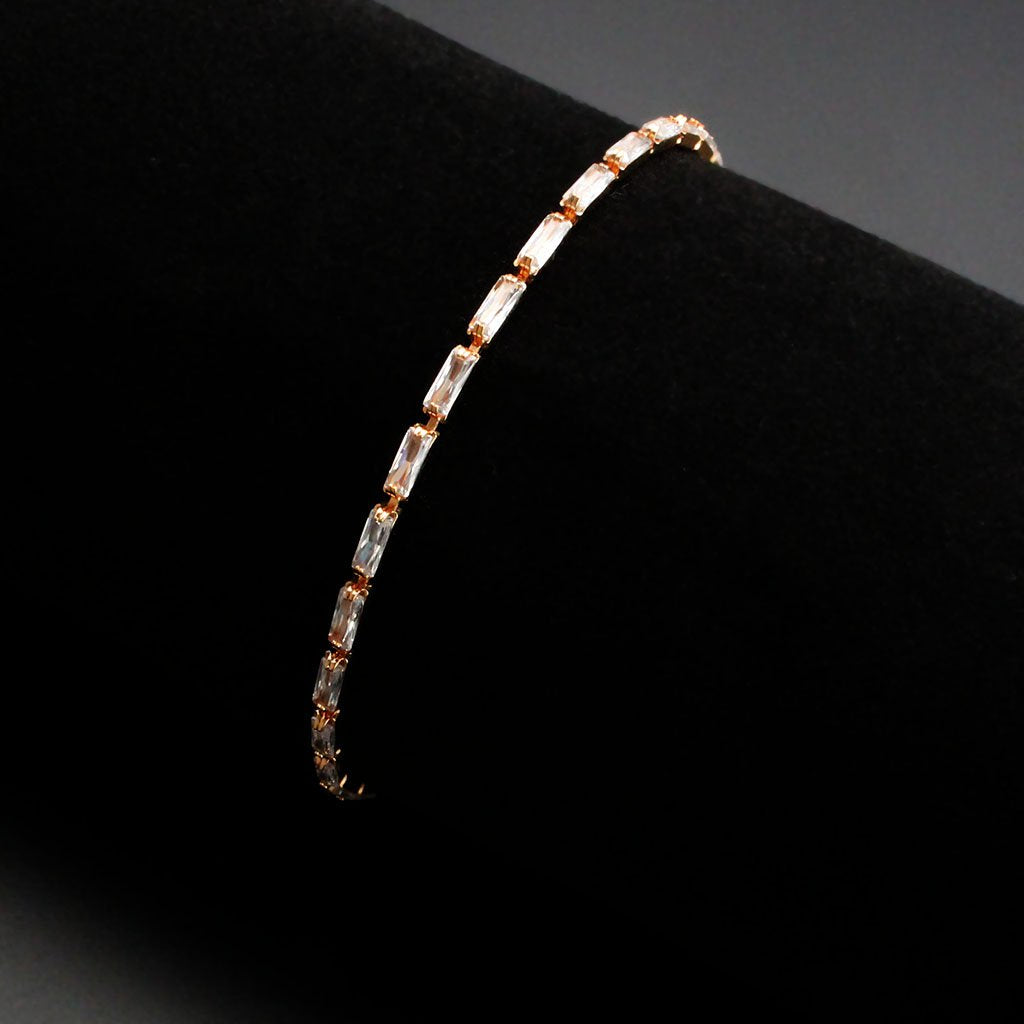 3W1708 - Rose Gold Brass Bracelet with AAA Grade CZ in Clear-1
