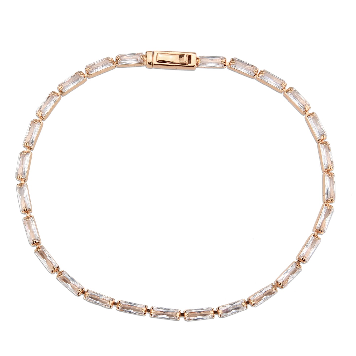 3W1708 - Rose Gold Brass Bracelet with AAA Grade CZ in Clear-2