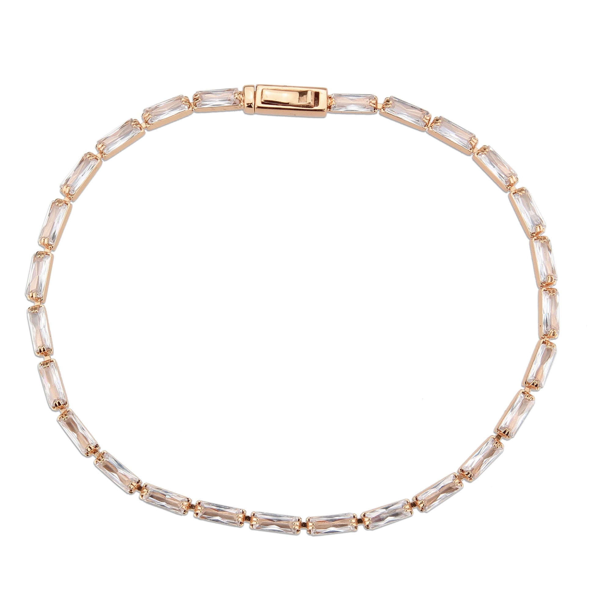 3W1708 - Rose Gold Brass Bracelet with AAA Grade CZ in Clear-2