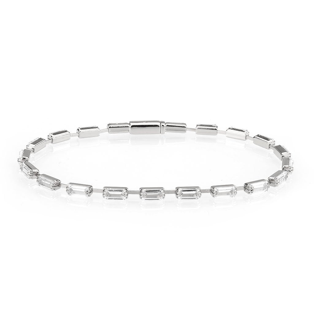 3W1709 - Rhodium Brass Bracelet with AAA Grade CZ in Clear-0