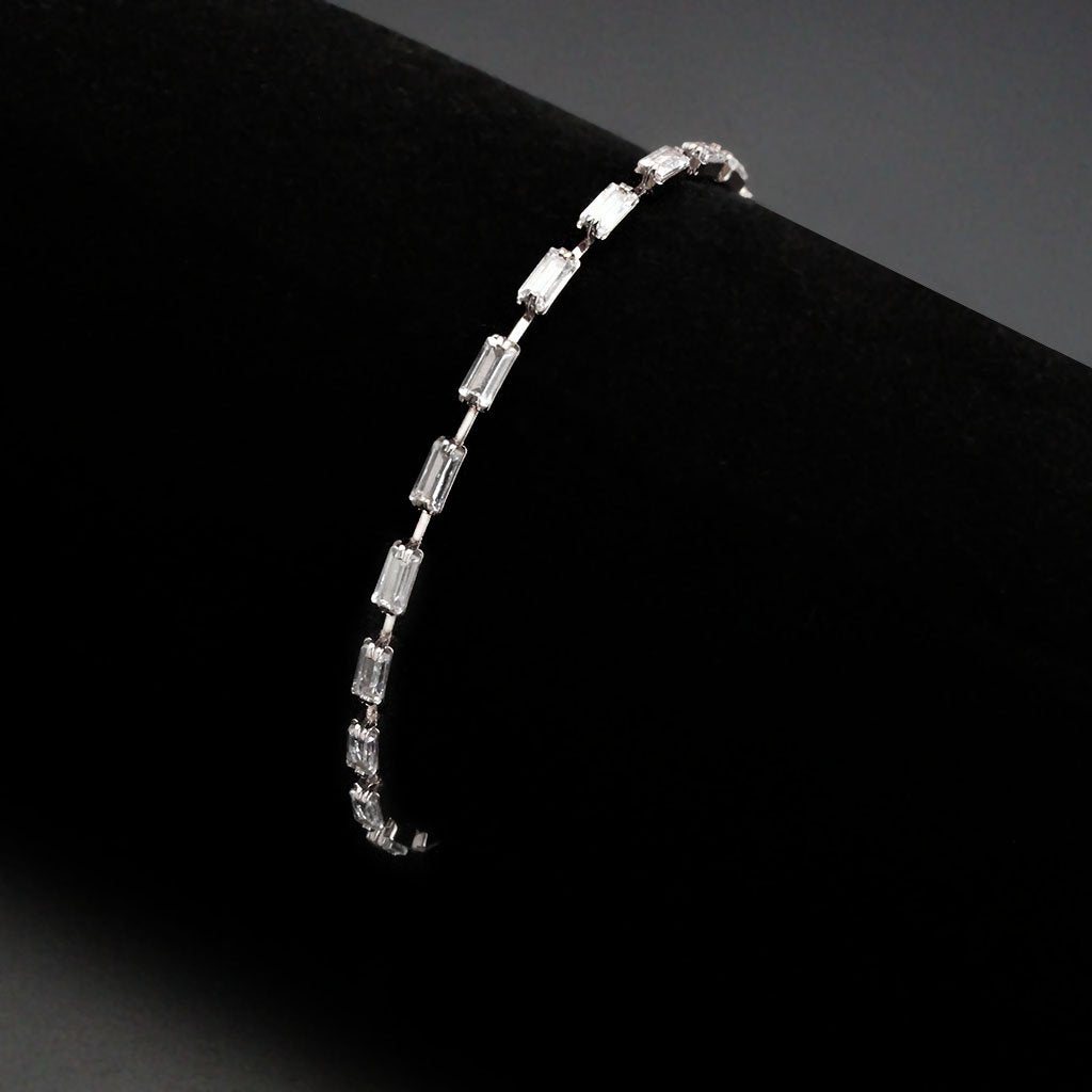 3W1709 - Rhodium Brass Bracelet with AAA Grade CZ in Clear-1