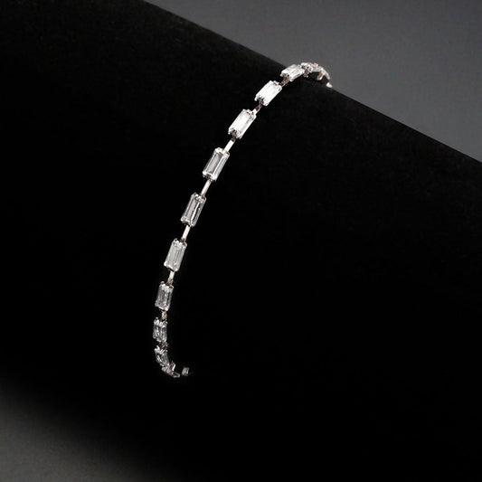 3W1709 - Rhodium Brass Bracelet with AAA Grade CZ in Clear-1