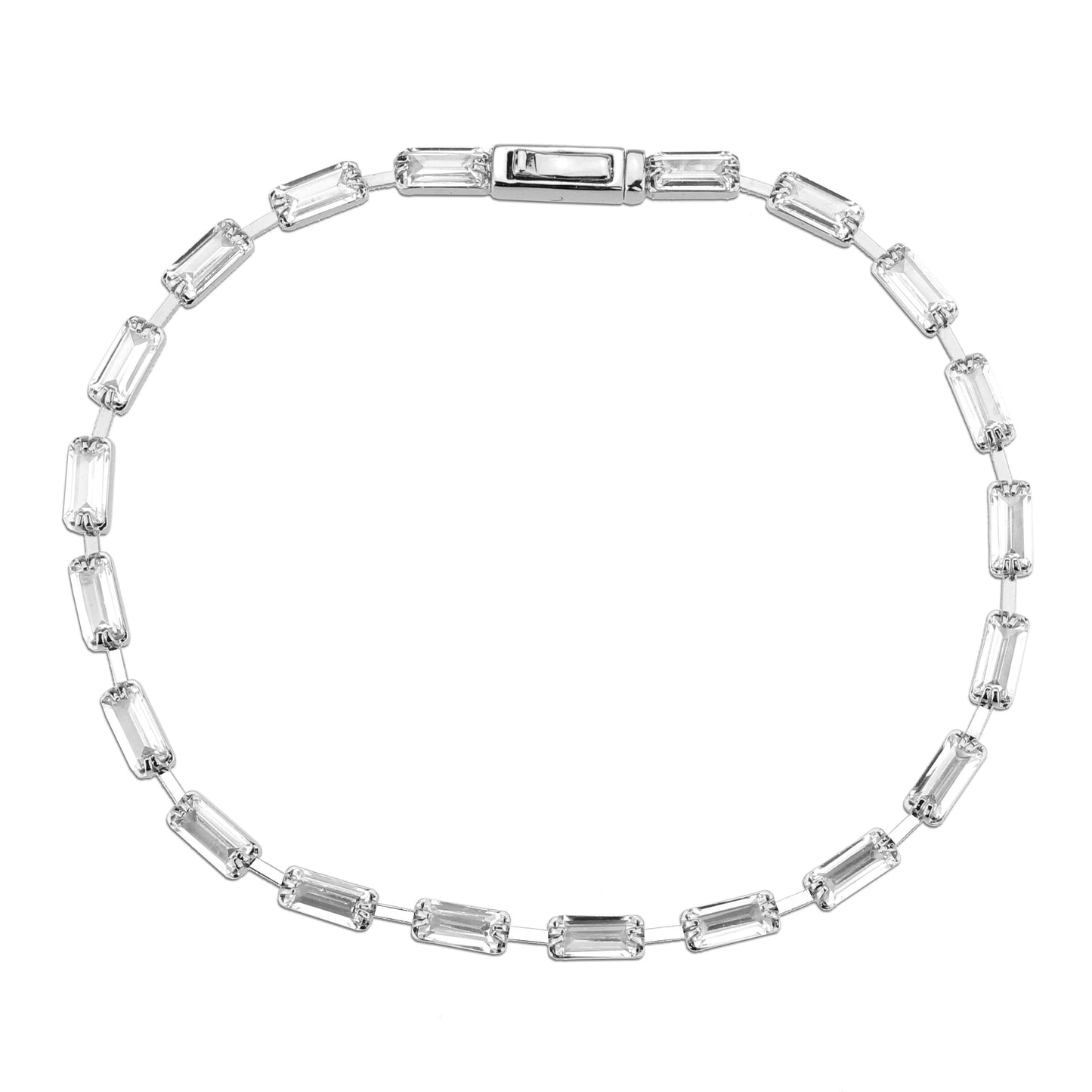 3W1709 - Rhodium Brass Bracelet with AAA Grade CZ in Clear-2