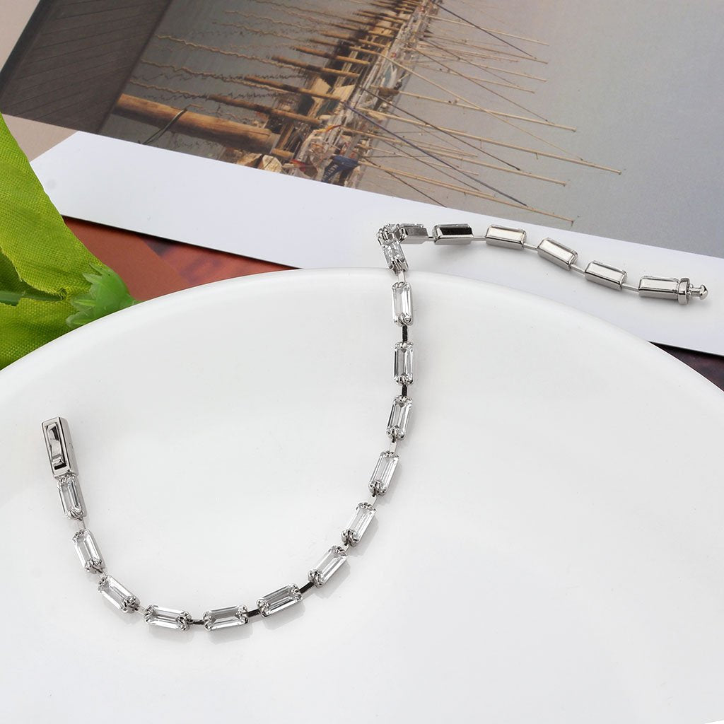 3W1709 - Rhodium Brass Bracelet with AAA Grade CZ in Clear-4